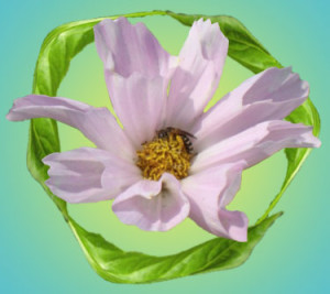 flower in recycle icon